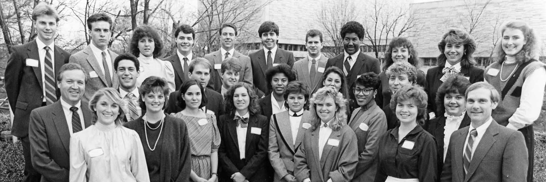 Black and white shot of an early group of Washington Leadership Program students