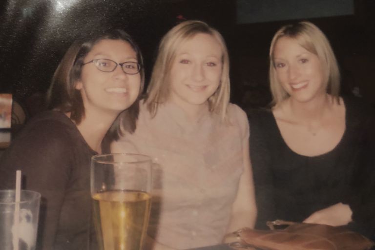 Three students with beer.